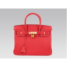 Hermès Birkin 30 cm-es Clémence Rouge Vif táska arany hardverekkel
