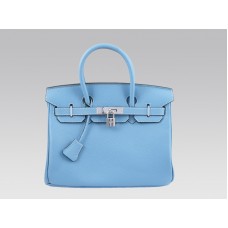 Hermès Birkin 30 cm-es Togo Clémence kék farmer táska