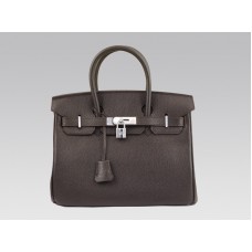 Hermès Birkin 30cm Togo Bőr Csokoládé színű Ezüst Szerelvényekkel