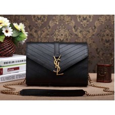 Ysl kis monogramos táska fekete matelasse antik arany hardver