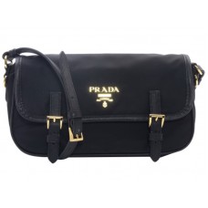 Prada Tessuto Bandoliera Crossbody Messenger Bag Fekete