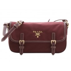Prada Tessuto Bandoliera Crossbody Messenger Bag bordó