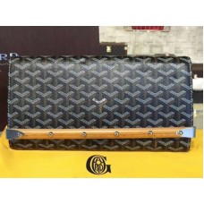 Goyard Chevron Monte Carlo Bois Clutch Fekete, Barna Bőr Kárpitozással
