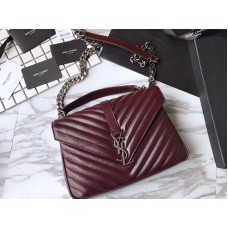 Saint Laurent Coll?Ge Medium Matelass? Leather Burgundy