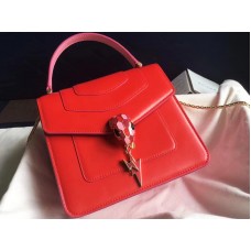 Bvlgari Serpenti Forever 18 cm-es borjúbőr fedél rózsaszín és piros