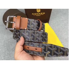 Goyard Chevron Goyardine bőröv fekete, barna bőr szegéllyel