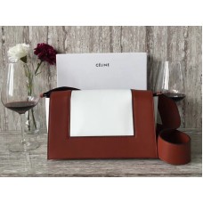 Celine Közepes Keretű Válltáska Calskin Burgundia és Fehér