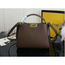 Fendi Peekaboo Essential Borjúbőr Táska Sötétbarna