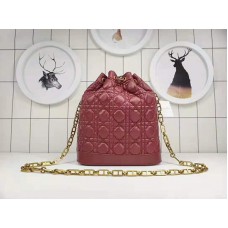 Dior Miss Dior Báránybőr Vödör Táska Bordó