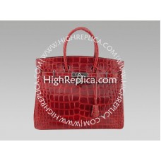 Hermès Birkin 35 cm-es piros krokodilbőr táska