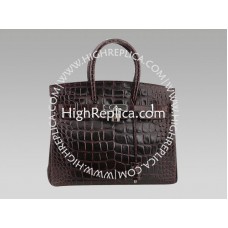 Hermès Birkin 35 cm-es csokoládé mintás krokodilbőr táska