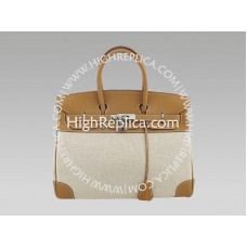 Hermès Birkin 35 cm-es Toile és Togo bőr táska, barna