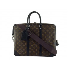 Louis Vuitton Monogram Macassar Porte Documents Voyage Long Strap