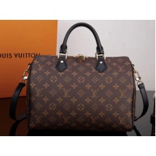 Louis Vuitton Monogram Vászon Speedy Bandouliere 30 Fekete Bőr Díszítéssel