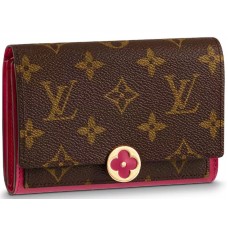 Louis Vuitton Flore Kompakt Pénztárca Monogram Vászon Fukszia M64588