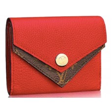 Louis Vuitton Monogram Taurillon bőr dupla V-alakú kompakt pénztárca Rubis m64419