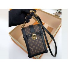 Louis Vuitton Monogram Vászon Táska Mobiltelefon Lánc Fekete M44184