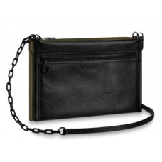 Louis Vuitton Monogram Shadow bőr lapos válltáska, fekete m44635