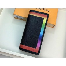 Louis Vuitton Taiga bőr Brazza pénztárca színes szegéllyel, fekete m32572